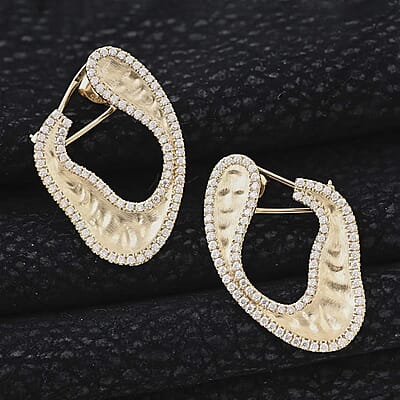 Clarte Foglia Collection Moissanite Earrings in Vermeil Yellow Gold Over Sterling Silver 1.40 ctw