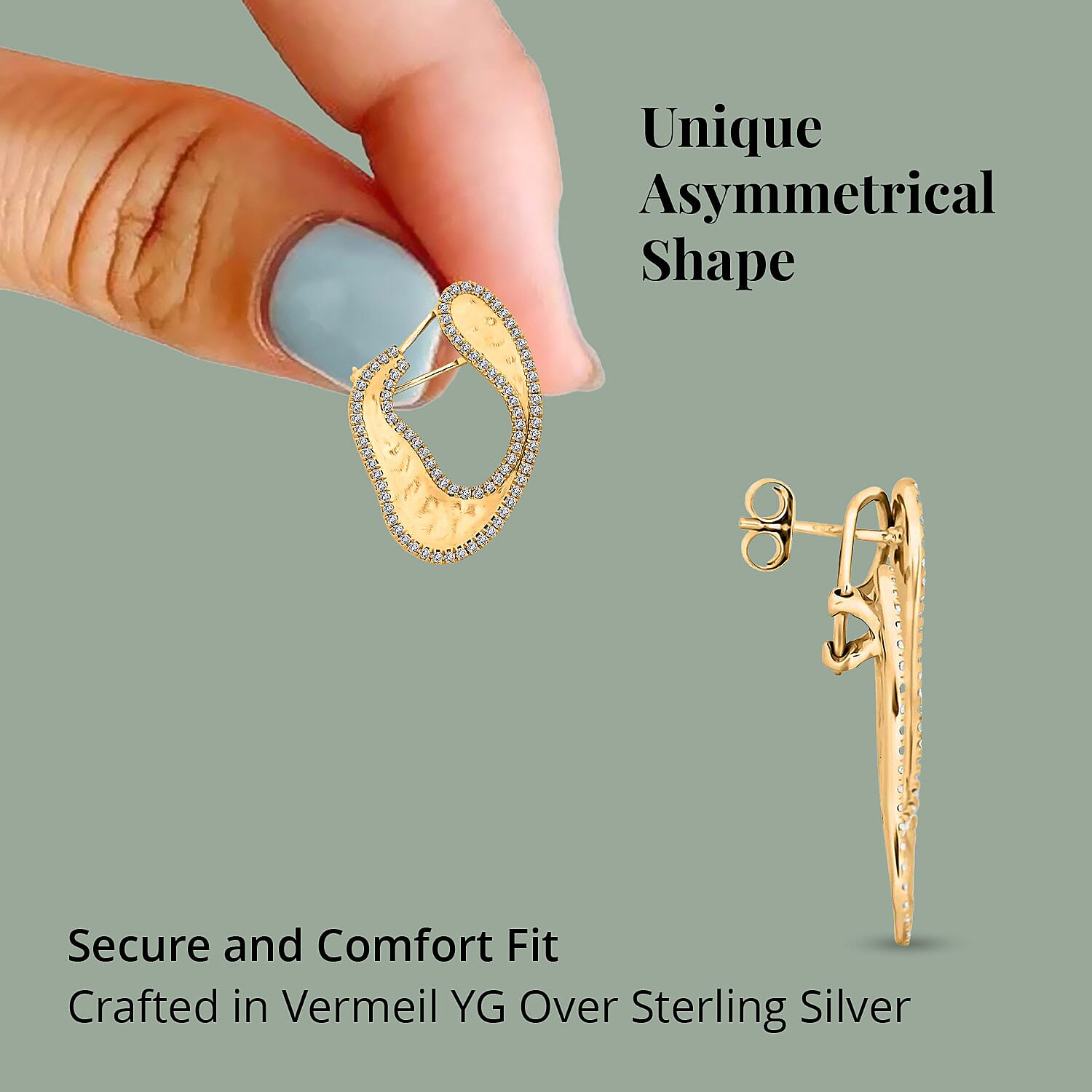Clarte Foglia Collection Moissanite Earrings in Vermeil Yellow Gold Over Sterling Silver 1.40 ctw