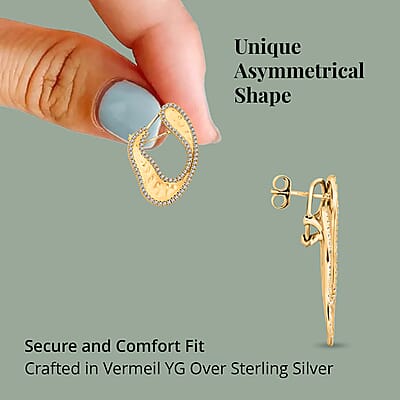 Clarte Foglia Collection Moissanite Earrings in Vermeil Yellow Gold Over Sterling Silver 1.40 ctw