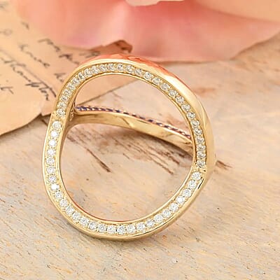 Clarte Trisect Collection Moissanite and Multi Gemstone Ring in Vermeil Yellow Gold Over Sterling Silver (Size 10.0) 1.50 ctw