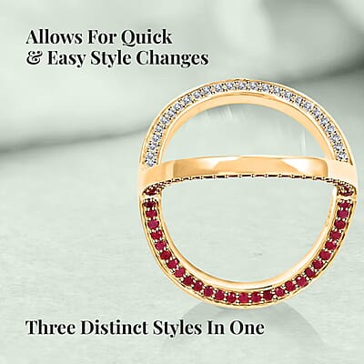 Clarte Trisect Collection Moissanite and Multi Gemstone Ring in Vermeil Yellow Gold Over Sterling Silver (Size 10.0) 1.50 ctw