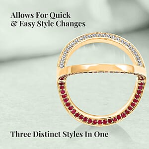 Clarte Trisect Collection Moissanite and Multi Gemstone 1.50 ctw Ring in Vermeil Yellow Gold Over Sterling Silver (Size 8.0)