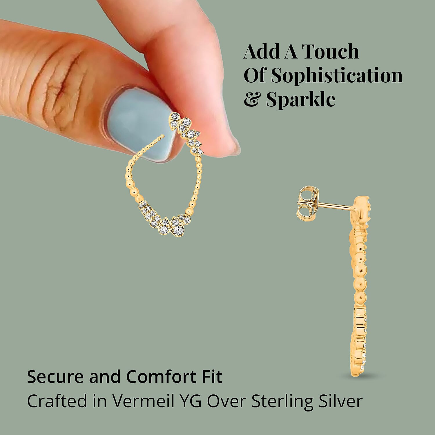 Clarte Perle Collection Moissanite Earrings in Vermeil Yellow Gold Over Sterling Silver 0.80 ctw