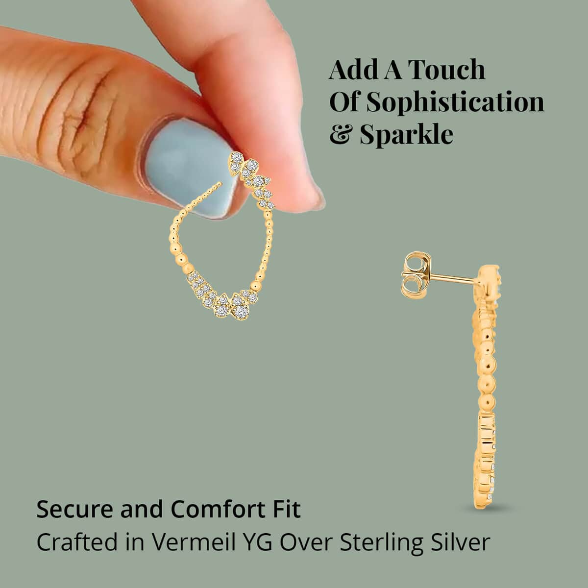 Clarte Perle Collection Moissanite Earrings in Vermeil Yellow Gold Over Sterling Silver 0.80 ctw image number 3