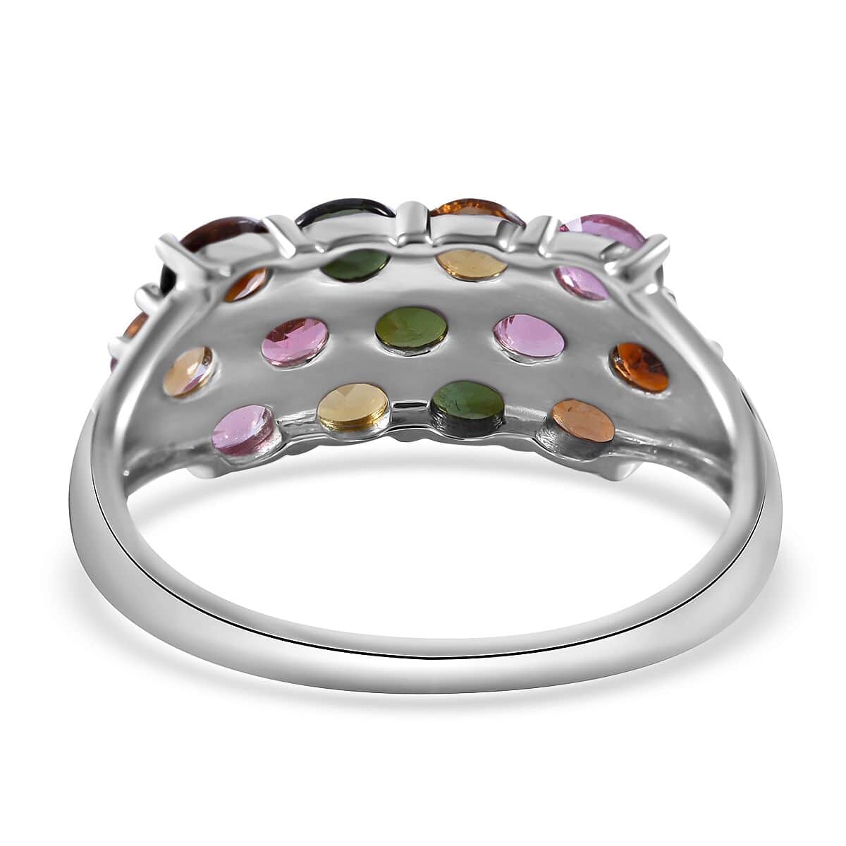 Multi-Tourmaline Ring in Platinum Over Sterling Silver (Size 10.0) 2.25 ctw image number 3