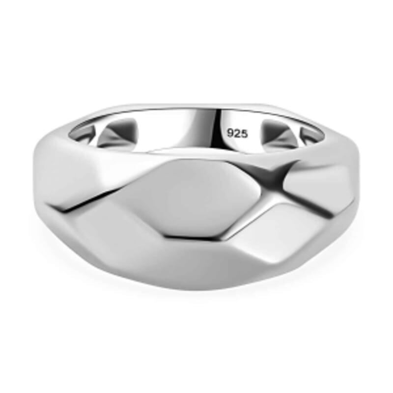 Platinum Over Sterling Silver Ring (Size 9) 4.80 g