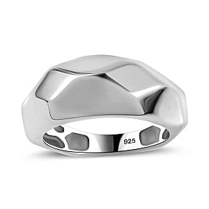 Platinum Over Sterling Silver Ring (Size 9) 4.80 g