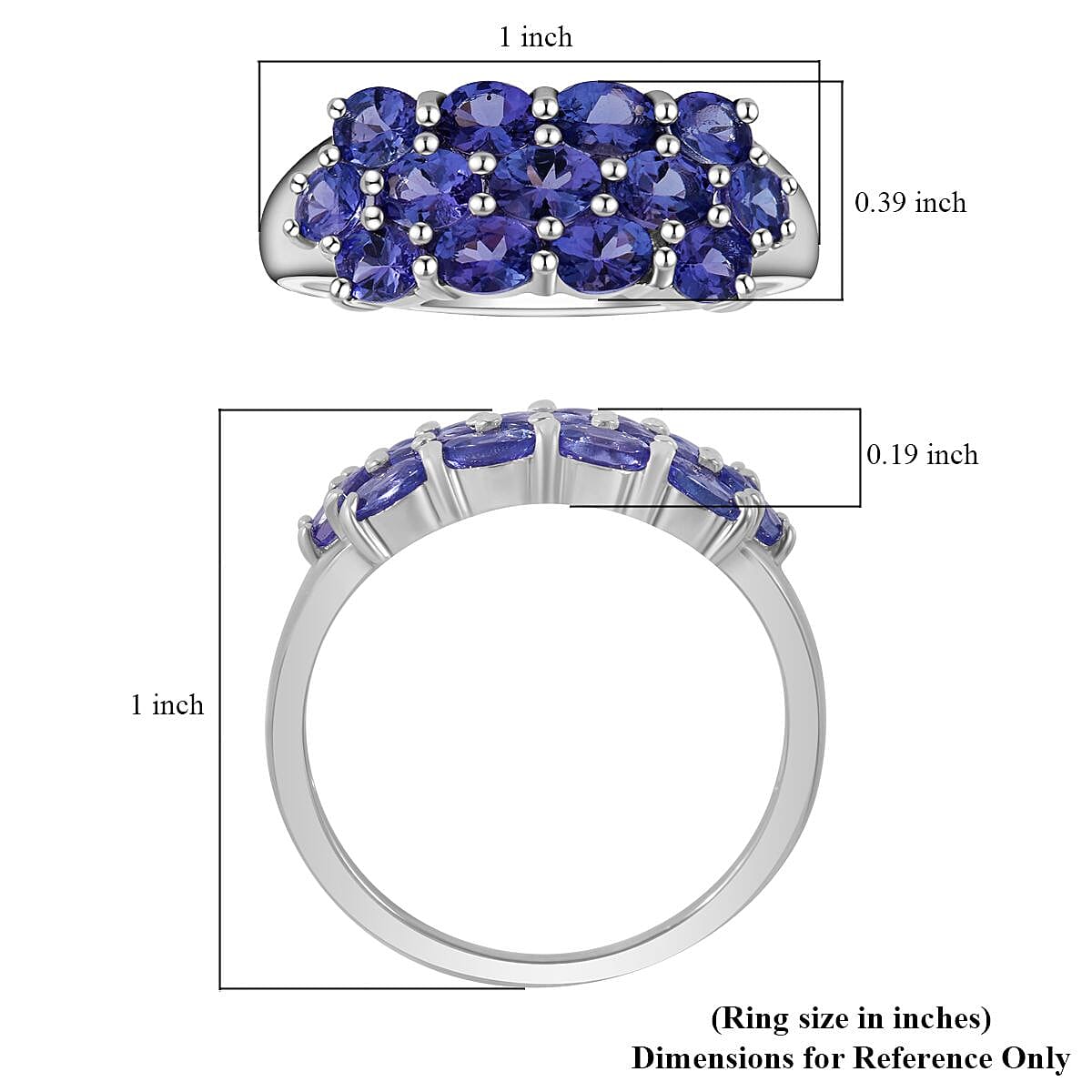 Tanzanite Ring in Platinum Over Sterling Silver (Size 8.0) 2.25 ctw image number 4