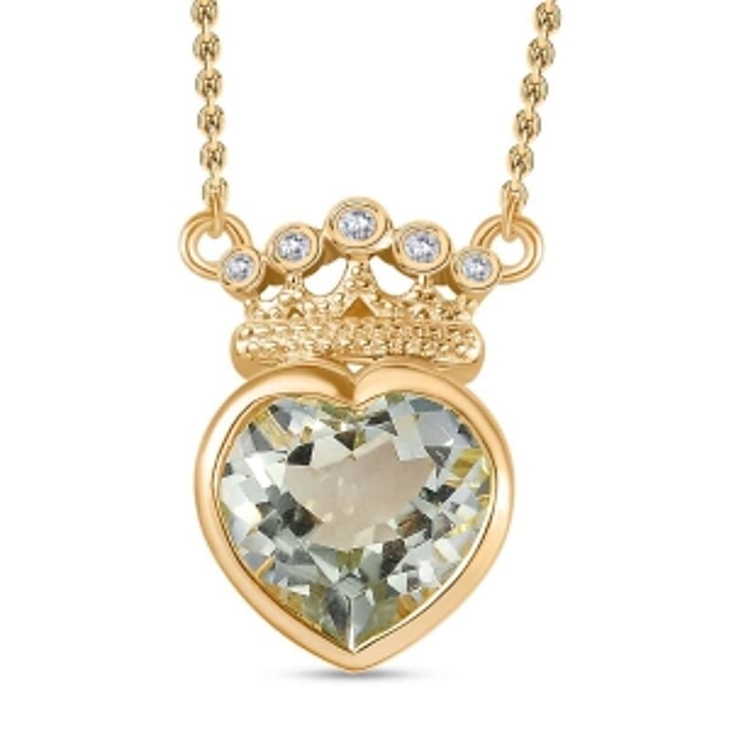 Prasiolite and White Zircon Fancy 3.69 ctw Necklace in Vermeil Yellow Gold Over Sterling Silver (18 Inches)