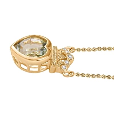 Prasiolite and White Zircon Fancy 3.69 ctw Necklace in Vermeil Yellow Gold Over Sterling Silver (18 Inches)