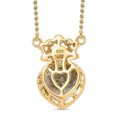 Prasiolite and White Zircon Fancy 3.69 ctw Necklace in Vermeil Yellow Gold Over Sterling Silver (18 Inches)