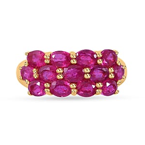 Niassa Ruby (FF) Ring in Vermeil Yellow Gold Over Sterling Silver (Size 9.0) 3.50 ctw