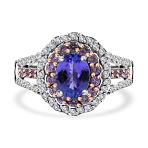 Tanzanite and Multi Gemstone Cocktail Ring in Platinum Over Sterling Silver (Size 10.0) 2.30 ctw