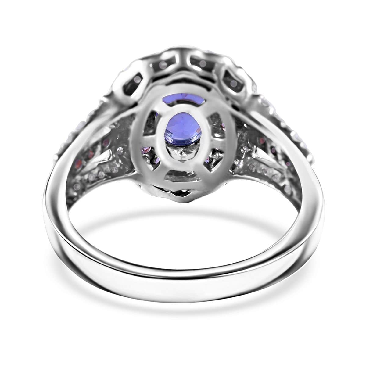 Tanzanite and Multi Gemstone Cocktail Ring in Platinum Over Sterling Silver (Size 10.0) 2.30 ctw image number 3