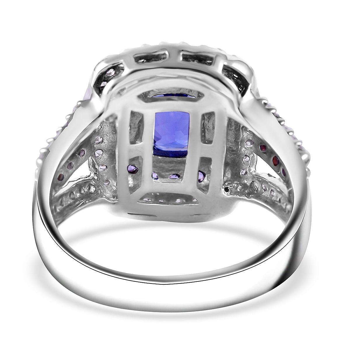 Tanzanite and Multi Gemstone Cocktail Ring in Platinum Over Sterling Silver (Size 9.0) 2.65 ctw image number 3