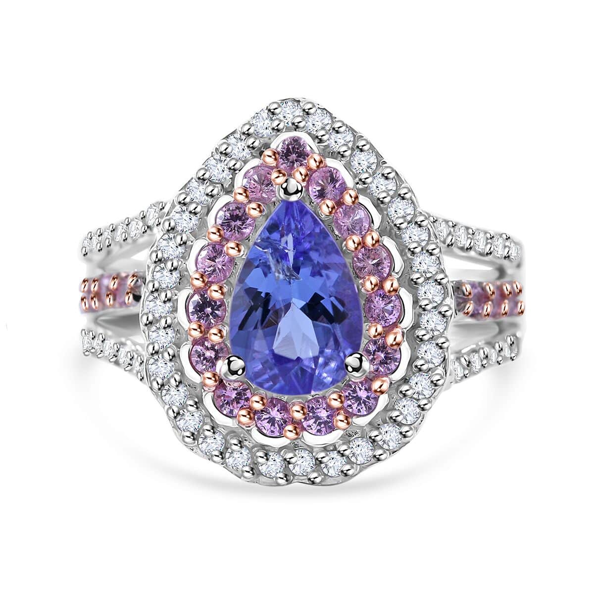 Tanzanite and Multi Gemstone Cocktail Ring in Platinum Over Sterling Silver (Size 5.0) 2.40 ctw image number 0