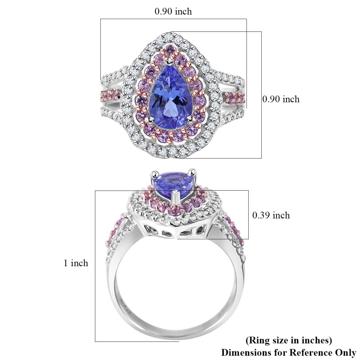 Tanzanite and Multi Gemstone Cocktail Ring in Platinum Over Sterling Silver (Size 5.0) 2.40 ctw image number 4