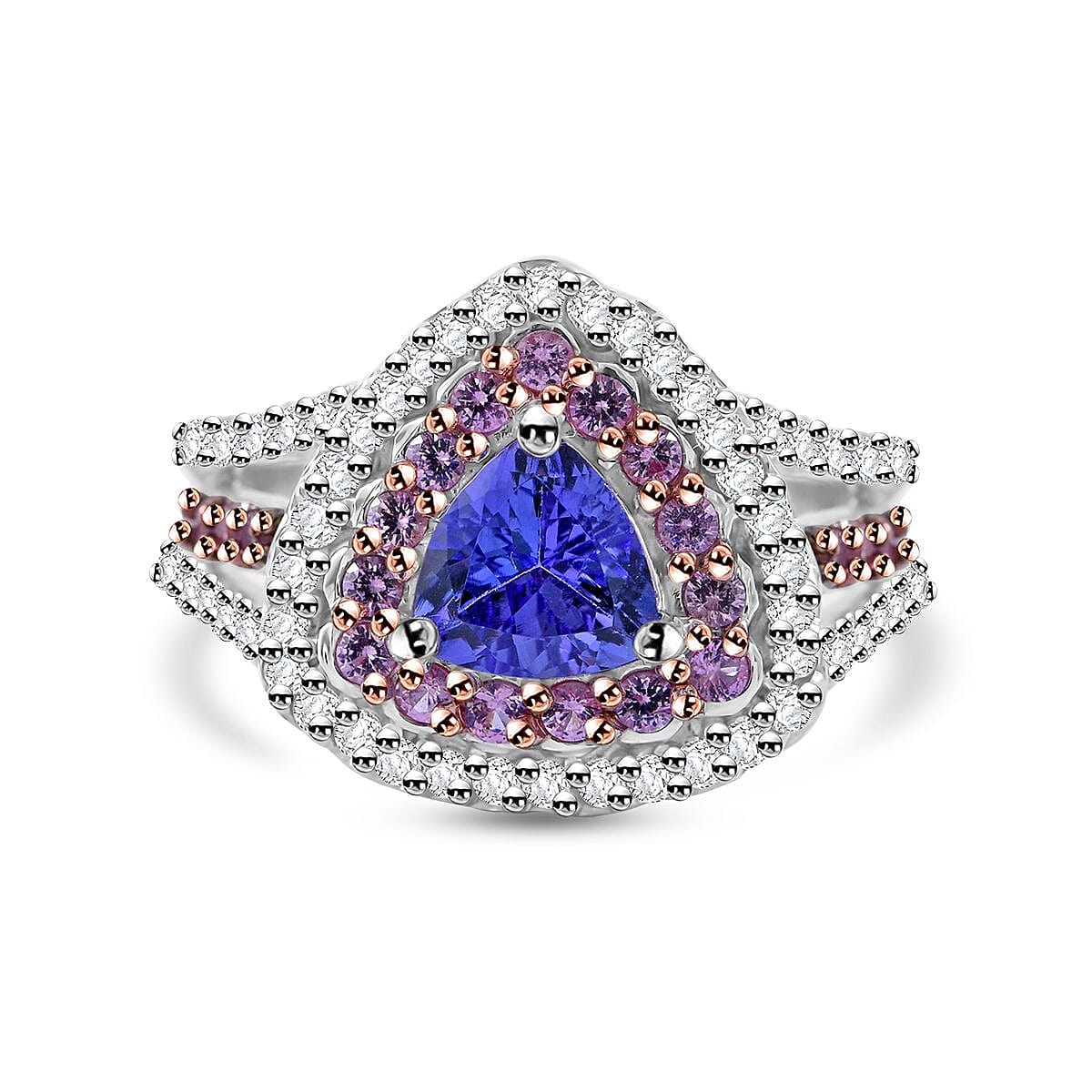 Tanzanite and Multi Gemstone Cocktail Ring in Platinum Over Sterling Silver (Size 10.0) 2.25 ctw image number 0