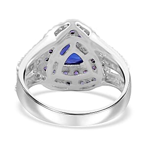 Tanzanite and Multi Gemstone Cocktail Ring in Platinum Over Sterling Silver (Size 10.0) 2.25 ctw