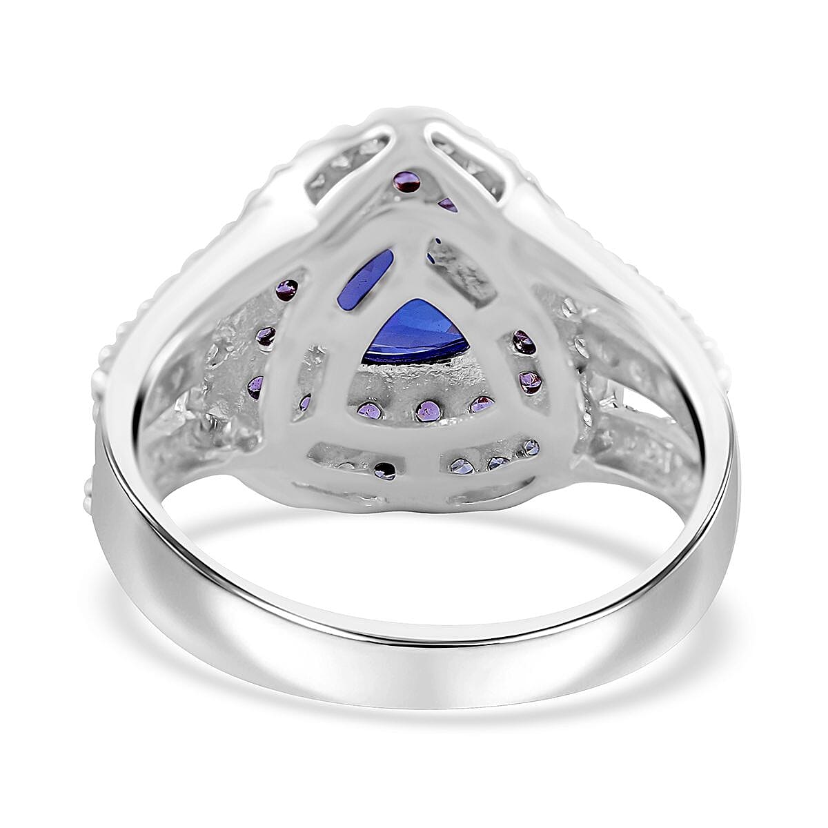 Tanzanite and Multi Gemstone Cocktail Ring in Platinum Over Sterling Silver (Size 7.0) 2.25 ctw image number 3