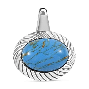 Blue Turquoise 6.50 ctw Pendant in Stainless Steel