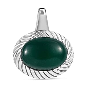 Green Onyx 6.50 ctw Solitaire Pendant without Chain in Stainless Steel