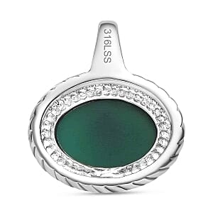 Green Onyx 6.50 ctw Solitaire Pendant without Chain in Stainless Steel