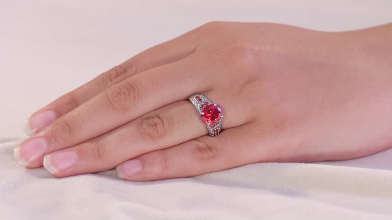 Simulated Red Diamond Ring in Stainless Steel (Size 10.0) 4.90 ctw