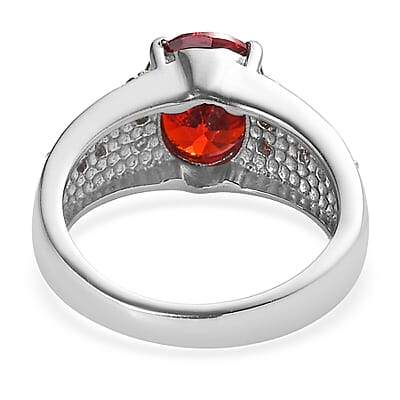 Simulated Red Diamond 4.90 ctw Ring in Stainless Steel (Size 10.0)