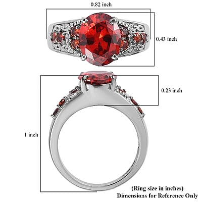 Simulated Red Diamond 4.90 ctw Ring in Stainless Steel (Size 10.0)