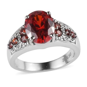 Simulated Red Diamond 4.90 ctw Ring in Stainless Steel (Size 8.0)