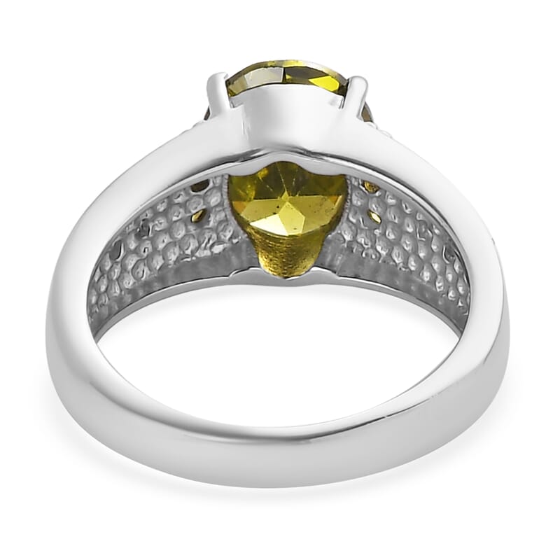 Simulated Green Diamond 4.90 ctw Ring in Stainless Steel (Size 8.0) 