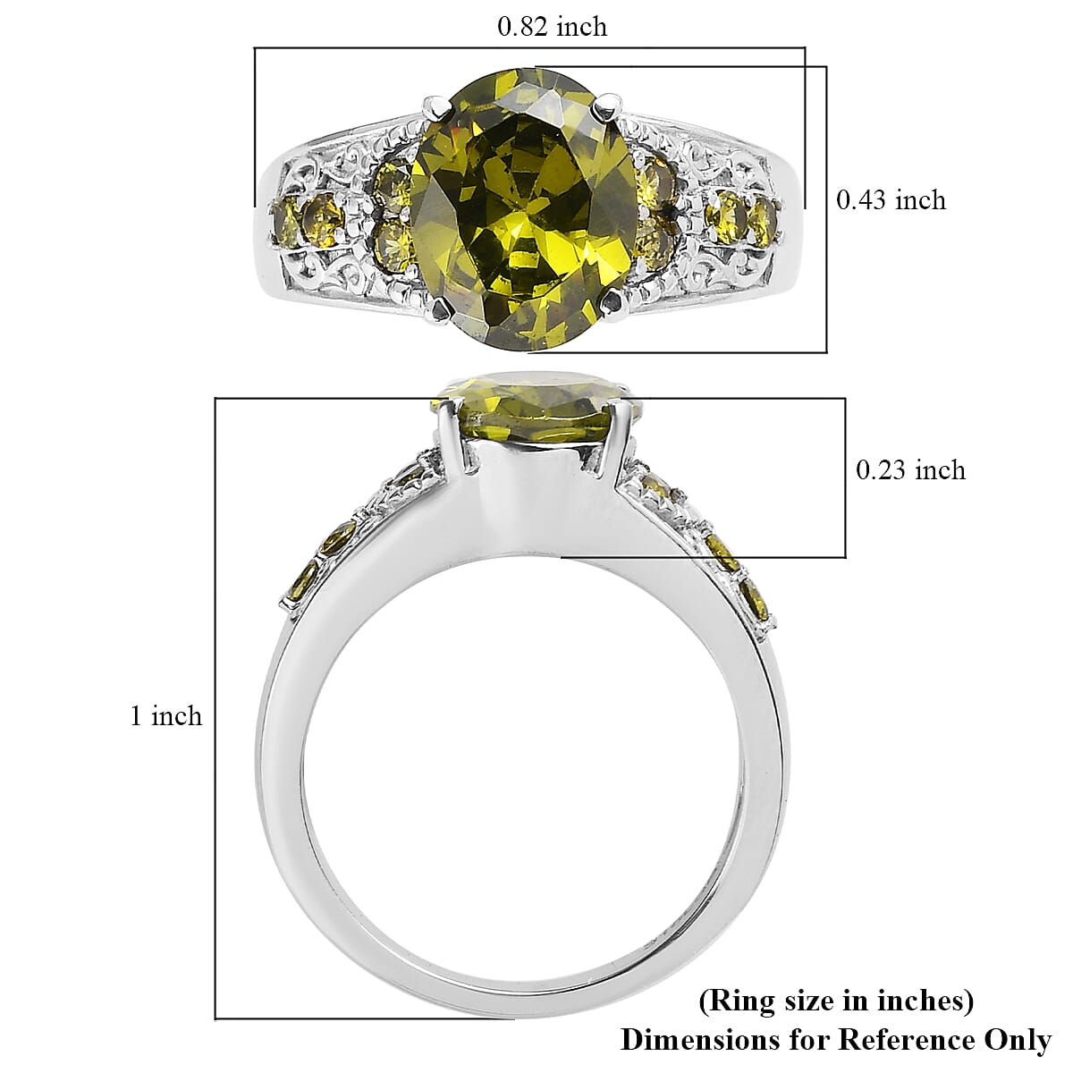 Simulated Green Diamond 4.90 ctw Ring in Stainless Steel (Size 8.0)  image number 5