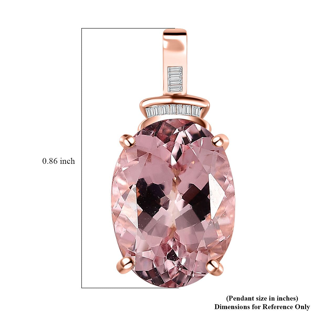 Luxoro 14K Rose Gold AAA Pink Morganite and G-H I2 Diamond Pendant 6.40 ctw