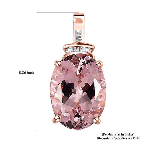 Luxoro 14K Rose Gold AAA Pink Morganite and G-H I2 Diamond Pendant 6.40 ctw