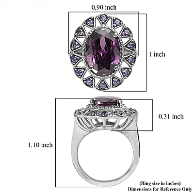 Simulated Amethyst and Simulated Purple Diamond Floral Ring in Stainless Steel (Size 10.0) 9.90 ctw