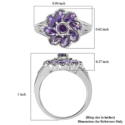 Simulated Blue Diamond Floral Ring in Stainless Steel (Size 10.0) 2.85 ctw