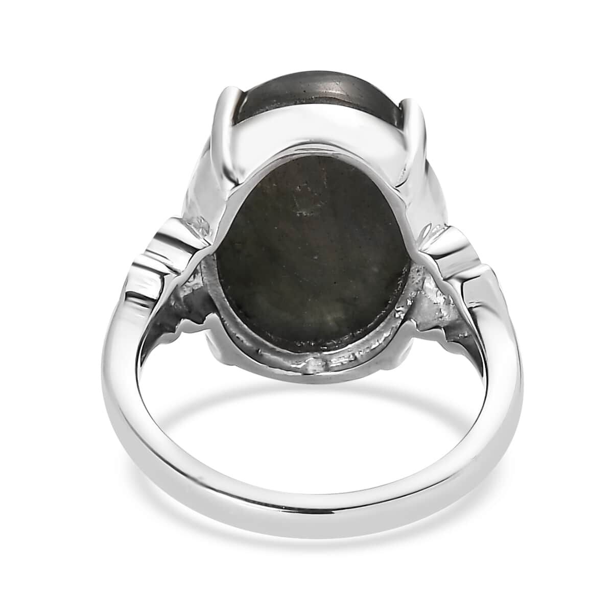 Malagasy Labradorite Solitaire Ring in Stainless Steel (Size 10.0) 10.00 ctw image number 5