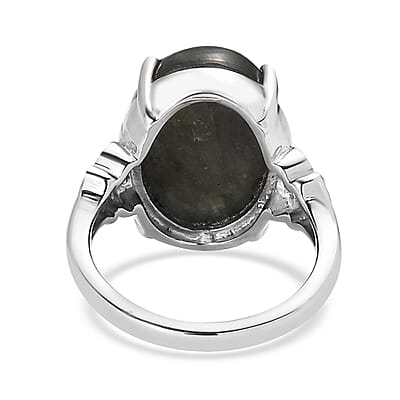 Malagasy Labradorite Solitaire Ring in Stainless Steel (Size 10.0) 10.00 ctw
