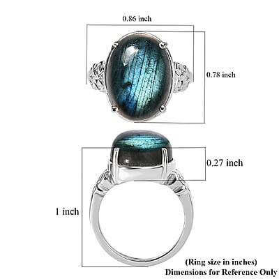 Malagasy Labradorite Solitaire Ring in Stainless Steel (Size 10.0) 10.00 ctw