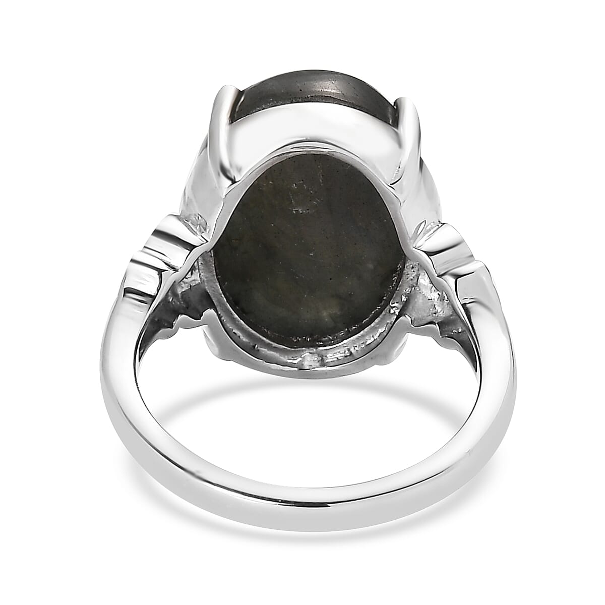 Malagasy Labradorite Solitaire Ring in Stainless Steel (Size 9.0) 10.00 ctw image number 5