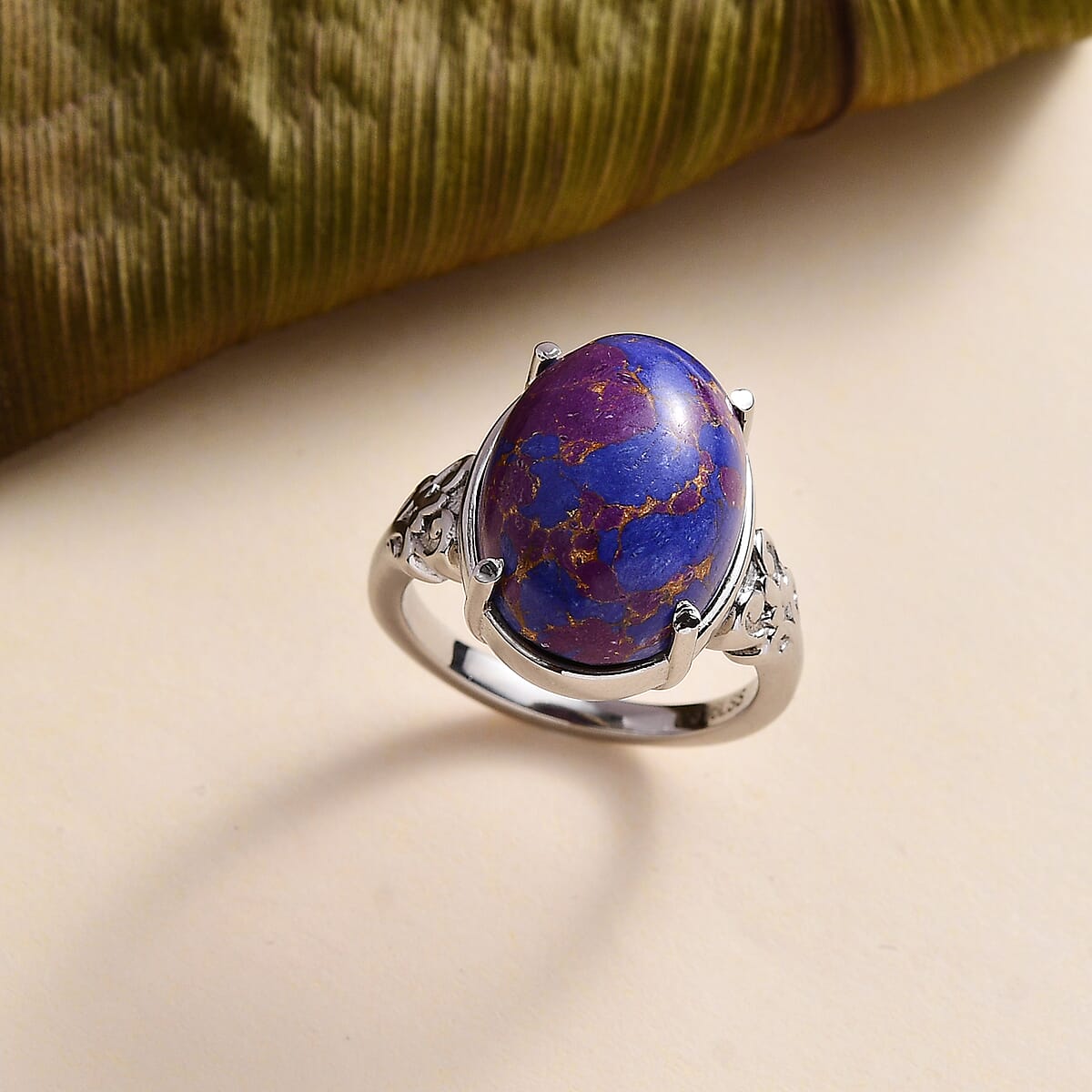 Mojave Purple Turquoise Solitaire Ring in Stainless Steel (Size 6.0) 9.40 ctw image number 1