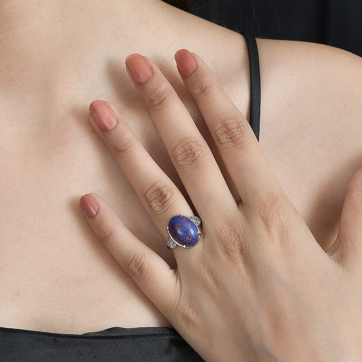 Mojave Purple Turquoise Solitaire Ring in Stainless Steel (Size 6.0) 9.40 ctw image number 2