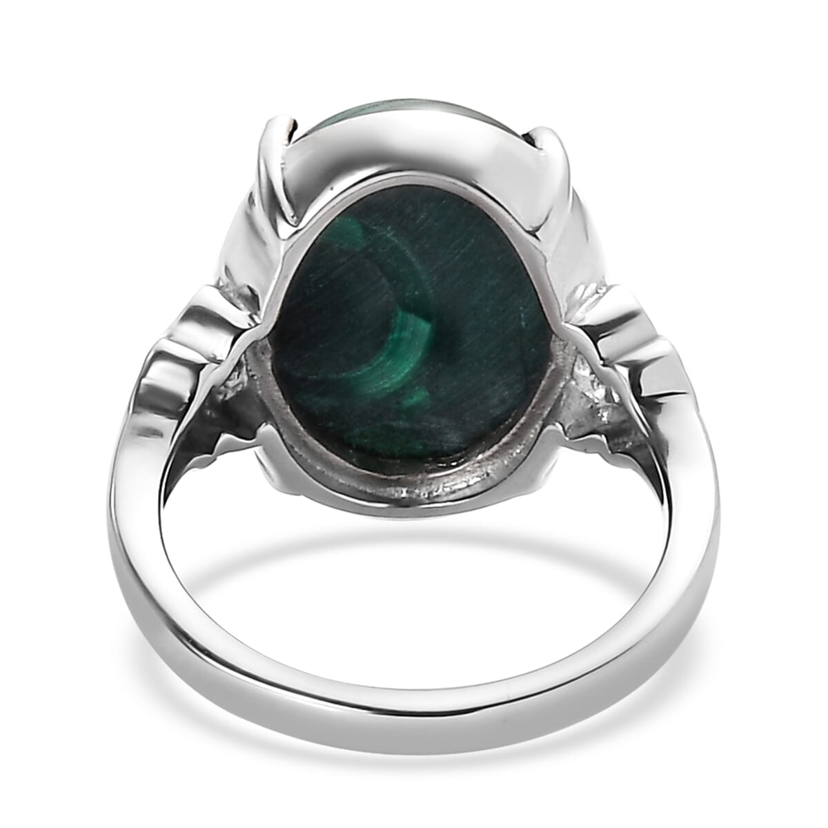 African Malachite Solitaire Ring in Stainless Steel (Size 7.0) 11.00 ctw image number 4