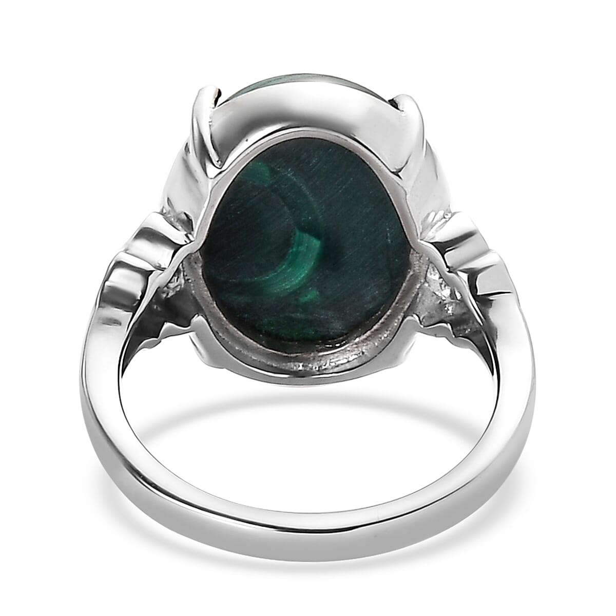 African Malachite Solitaire Ring in Stainless Steel (Size 9.0) 11.00 ctw image number 4