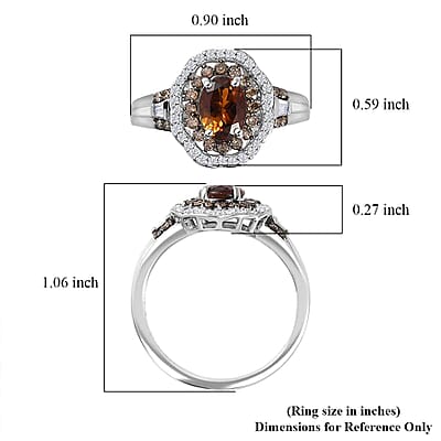 Luxoro Premium Golden Tourmaline, Natural Champagne and White Diamond 1.75 ctw Ring in 10K White Gold (Size 11.0) 4.50 Grams