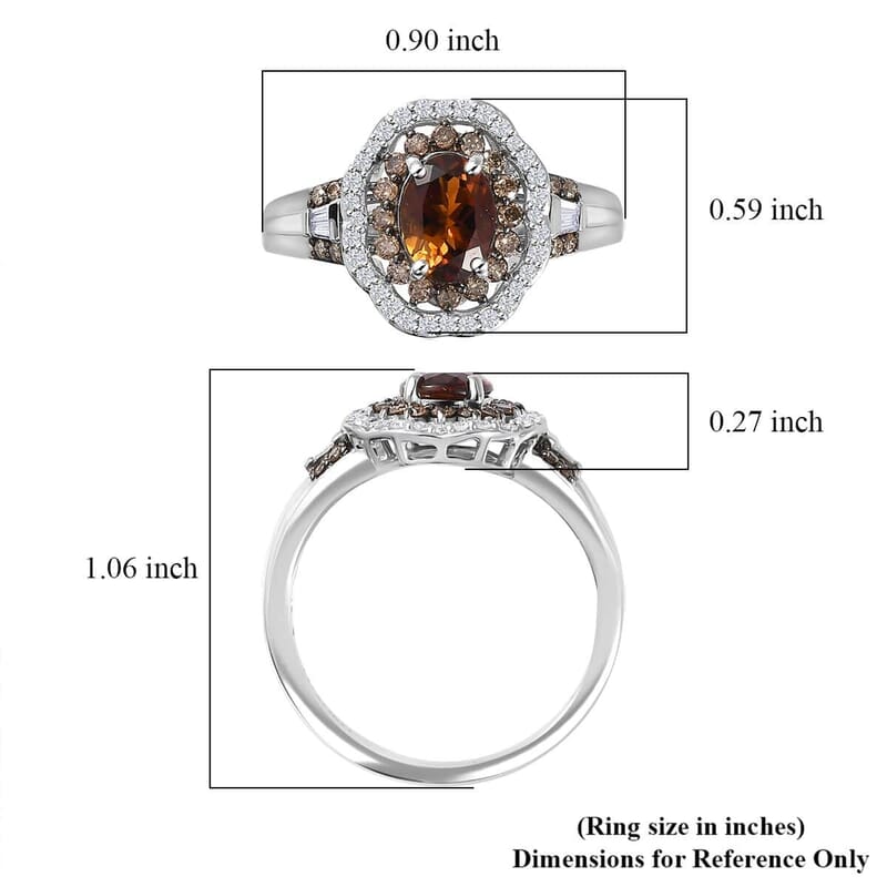 Luxoro Premium Golden Tourmaline, Natural Champagne and White Diamond 1.75 ctw Ring in 10K White Gold (Size 12.0) 4.50 Grams