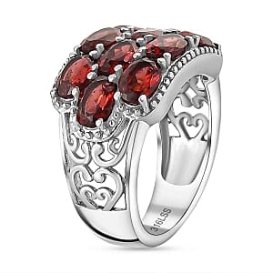 Mozambique Garnet 5.68 ctw Ring in Stainless Steel (Size 6.5)