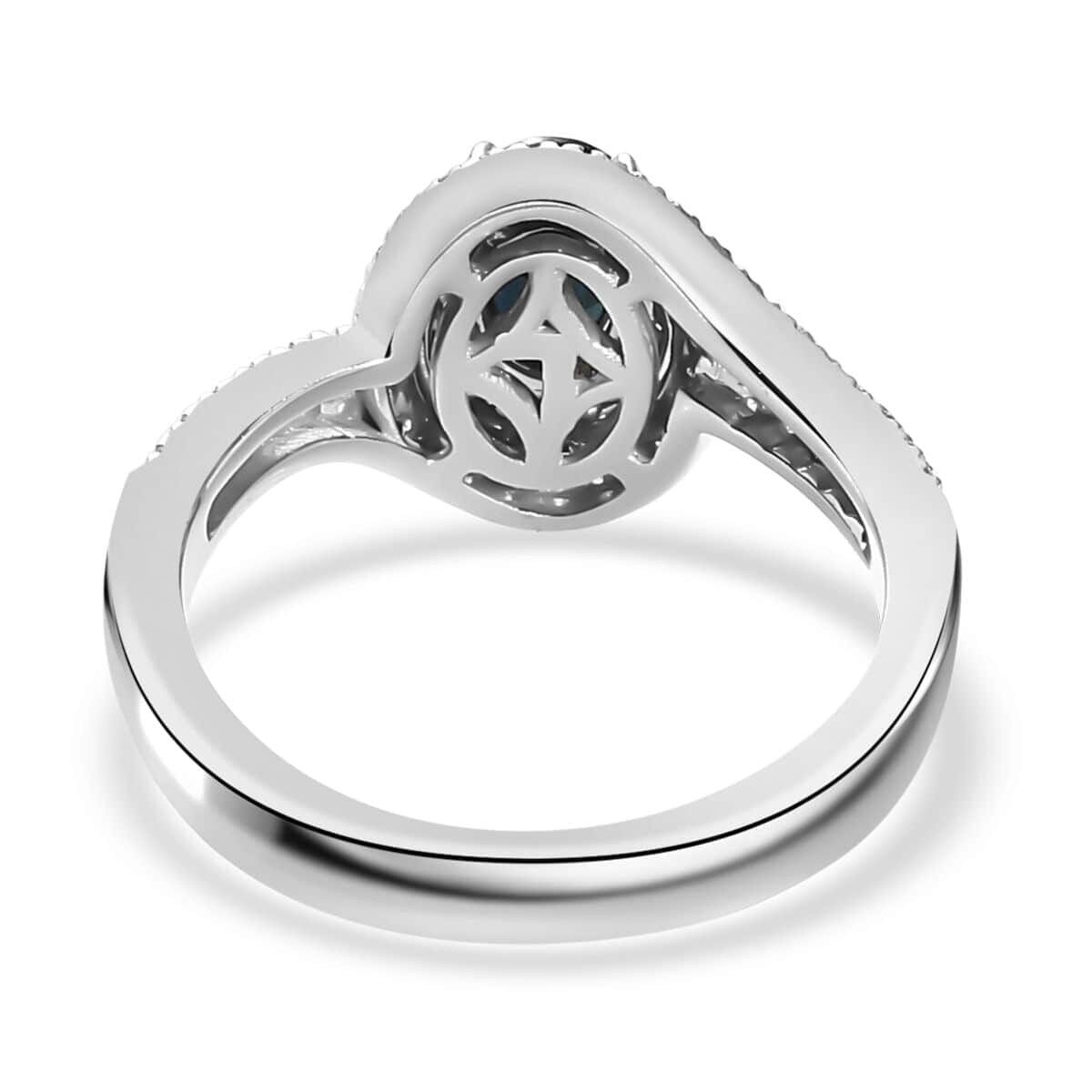 Luxoro 14K White Gold AAA Monte Belo Indicolite and G-H I2 Diamond Ring (Size 11.0) 4.35 Grams 1.00 ctw image number 4