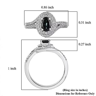 Luxoro 14K White Gold AAA Monte Belo Indicolite and G-H I2 Diamond Ring (Size 11.0) 4.35 Grams 1.00 ctw